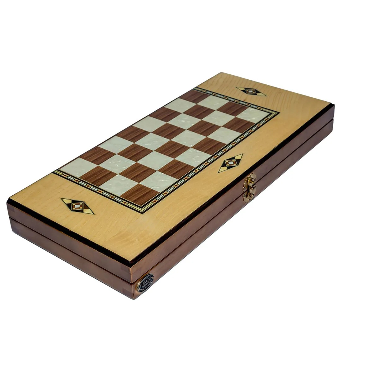 

Classic Luxury Backgammon Game Set Quality Solid Wood Gift For Adults - With Boxwood Checkers Dices Tiles Chips