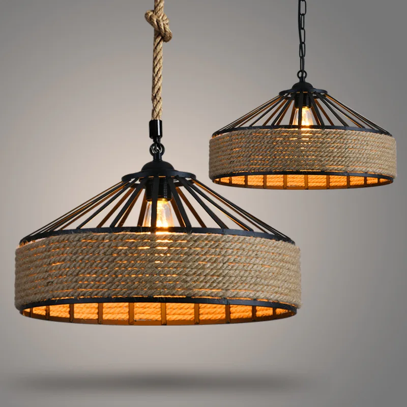 

Retro Industrial Style American Country Chandelier Clothing Store Creative Restaurant Internet Cafe Bar Yurt Hemp Rope Hanging L