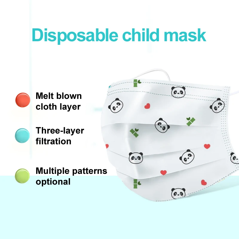 

100PCS Child Kids Mask 3Ply Anti Dust Mouth Face Mask Reusable Washable Face Masks Fabric Meltblown Dustproof Cartoon Mask