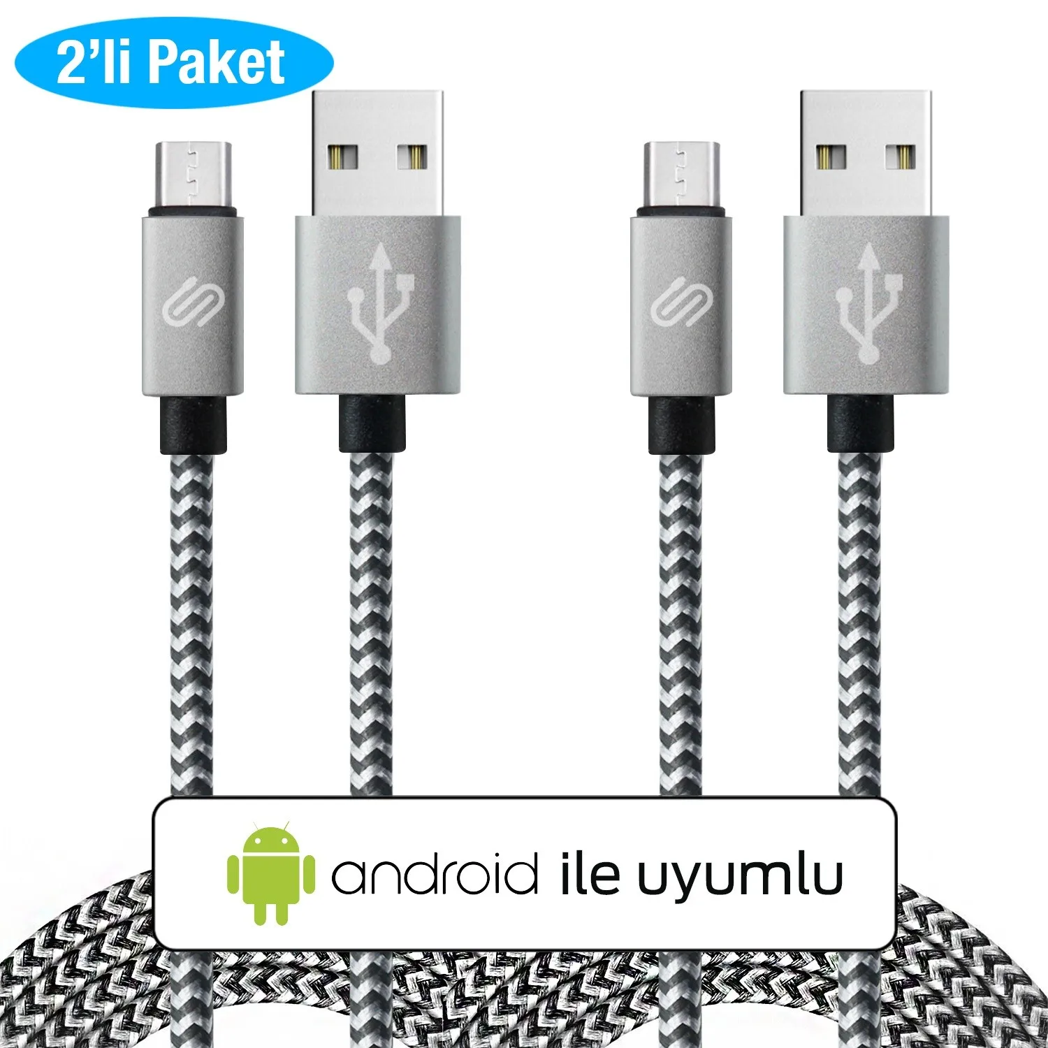 QWERTS Micro USB кабель 2 упаковки (3/10 футов) нейлоновый плетеный для быстрой зарядки