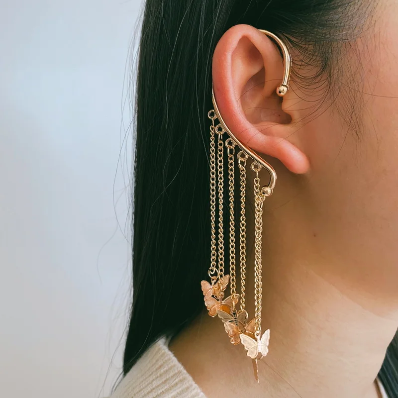 

Butterfly Earrings Korean Style Creativity Tasselimitation Pearl Ear Hook Party Insect Animal Earring Birthday Gift Jewelry