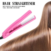 portable mini electric splint flat iron ceramic hair curler straightener hair perming hair styling appliance crimper us plug