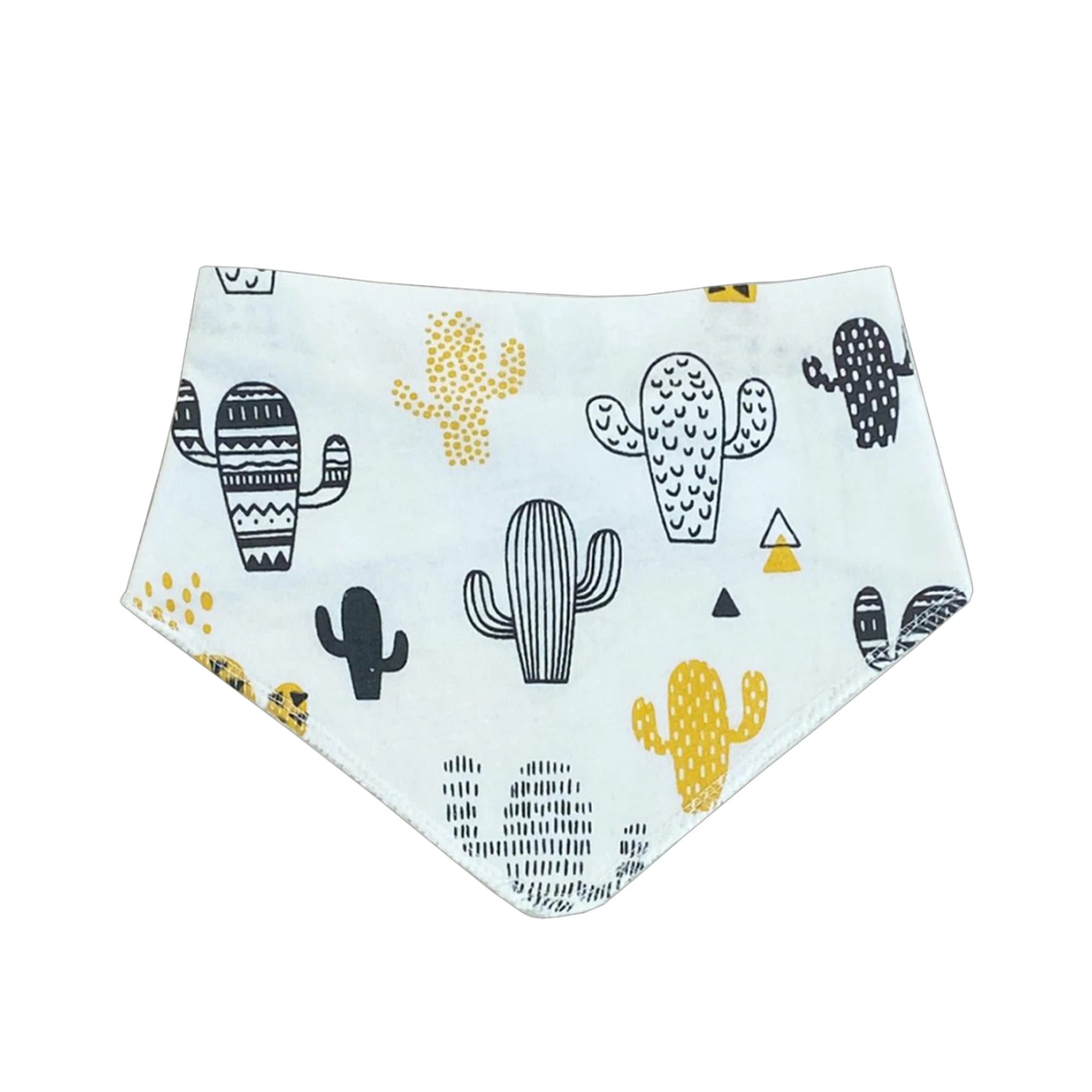 

2021 Moda 100% Organic Cotton Fabric Soft Textured Cactus Pattern Scarf Baby Bib with Snap Fastener