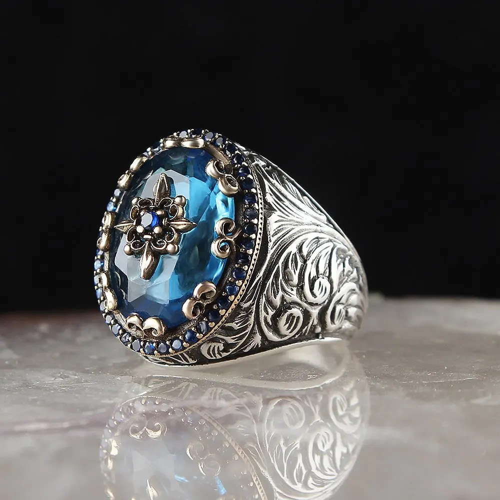 

Mens Ring 925 Sterling Silver Crystal Stone Wedding Men Rings Male Jewelry Rings For Men Rings for Women Men`s Rings Men Jewelry