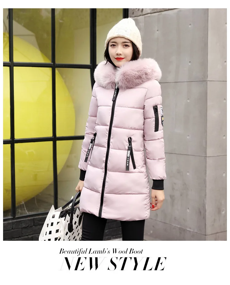 Зимние женские куртки 2019 новый искусственный воротник свободного покроя верхняя