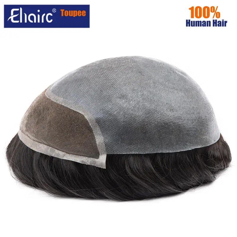 Bio-Men Toupee Invisible Hairline Men's Wigs Replacement System Unit Male Hair Prosthesis 100% Natural Human Hair Wig For Men