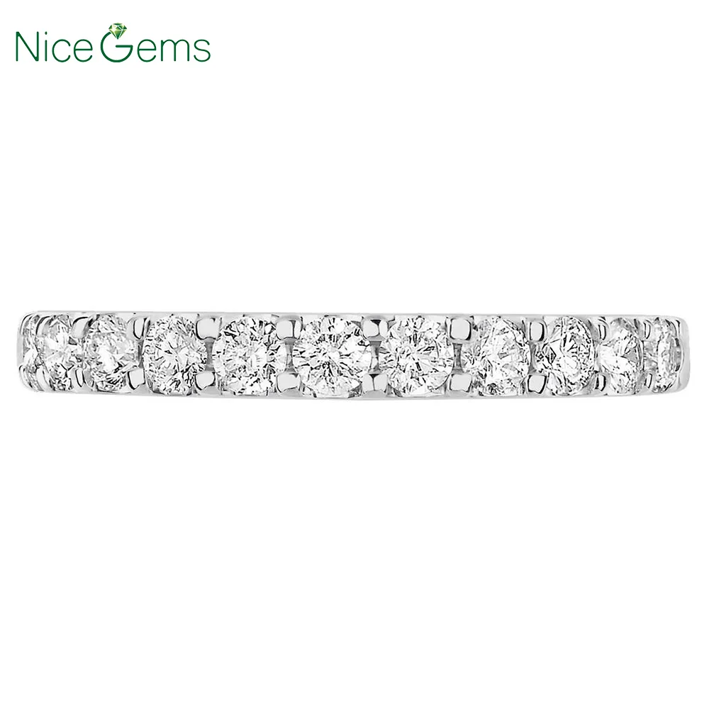 NiceGems 14 k белое золото круглая блестящая 0 63 ctw Муассанит обручальное кольцо на