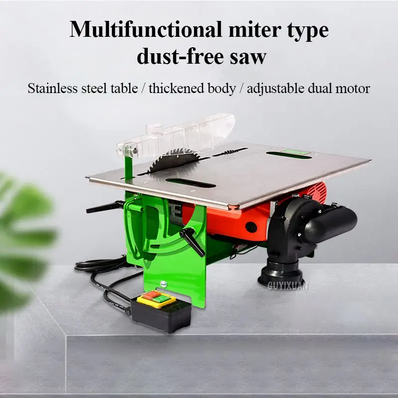 

Dust-Free Saw Multi-Function Precision Woodworking Sliding Table Saw Miter Cutting Double Saw Blade Integrated Electric Saw