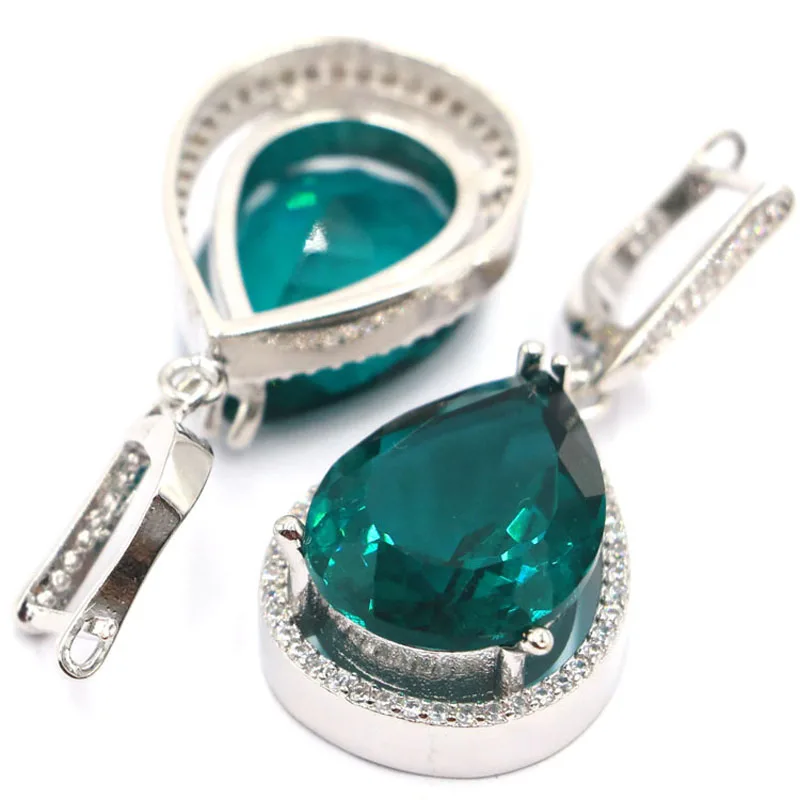 43x19 мм большой европейский дизайн ювелирный набор создан синий Аквамарин CZ для