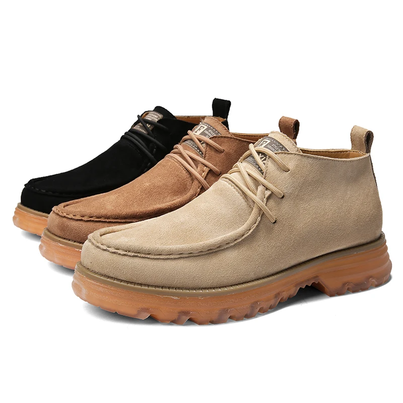 Мужские ботинки осенне-зимние ботильоны винтажная Мужская обувь из флока на