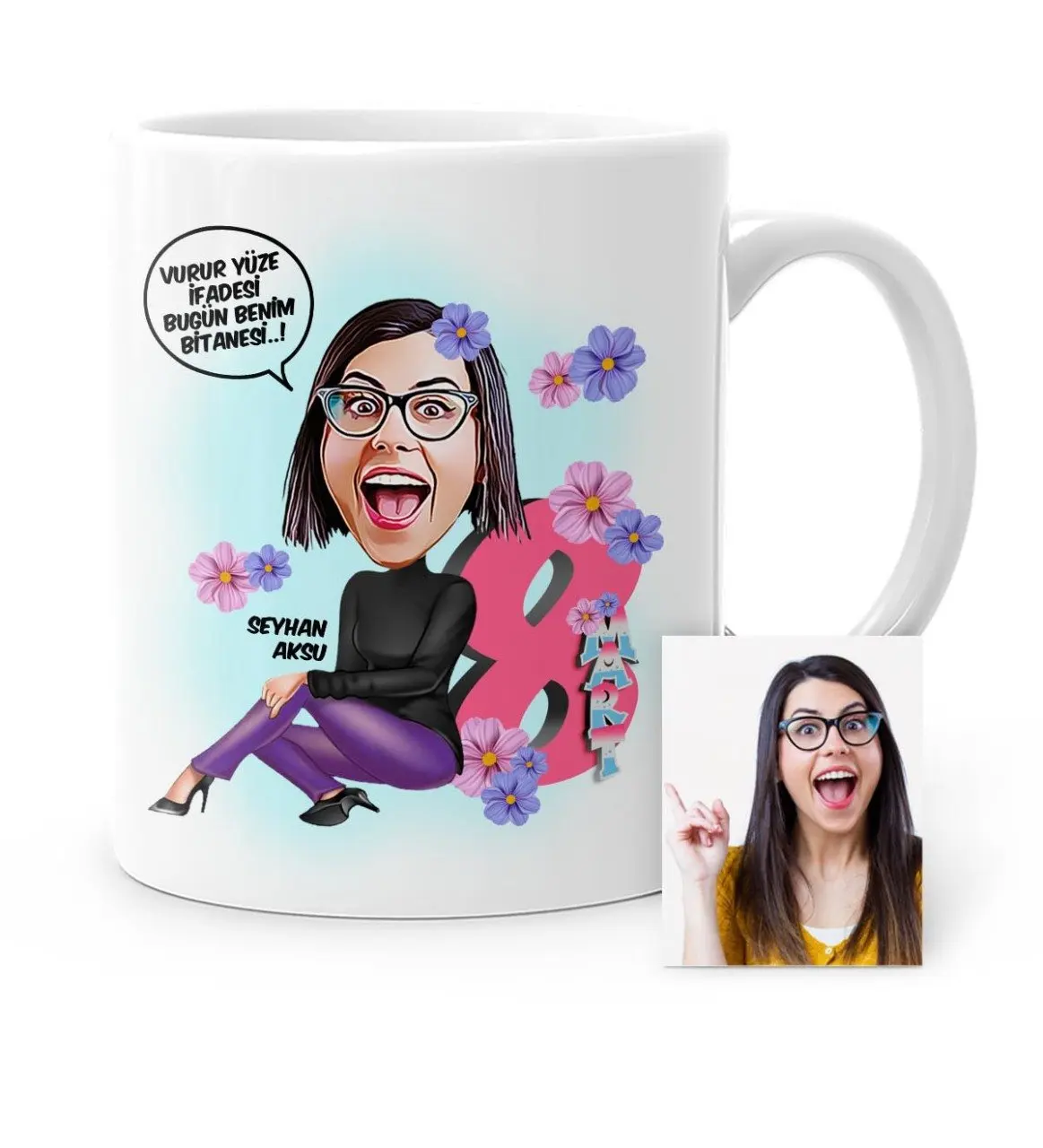 

Персонализированные пользовательские женщины день тема мультфильм белая кружка чашка-2