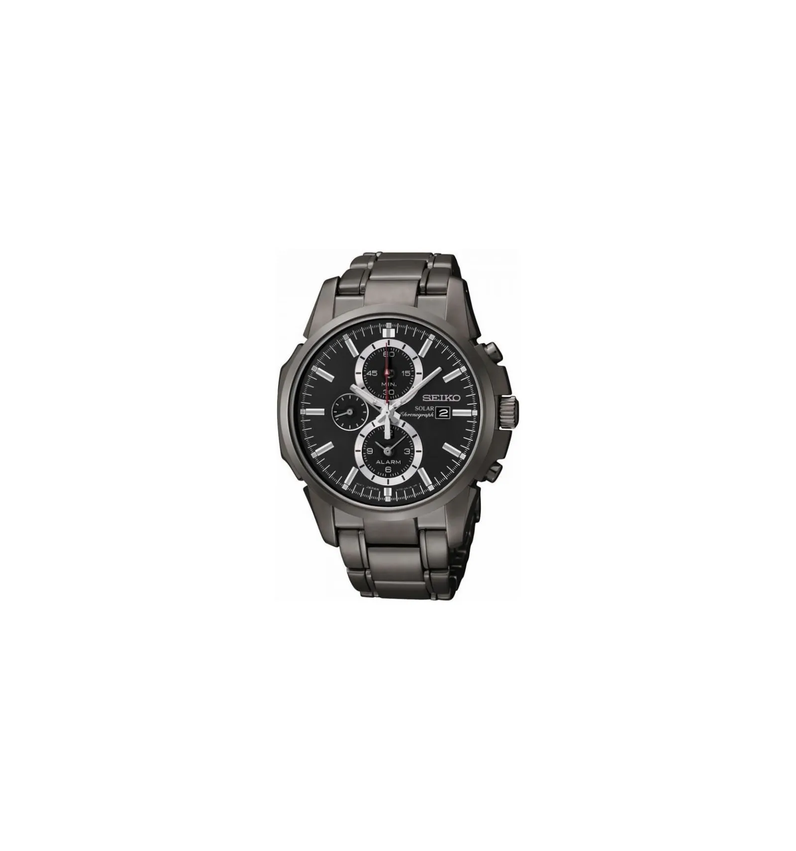 Мужские солнечные часы Seiko SSC095P1 хронограф с будильником стальной ремешок 100 м