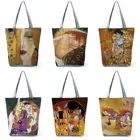 Индивидуальная женская сумка-тоут с рисунком масляной живописи слезы, женская модная сумка Густава Климта, дорожная вместительная сумка через плечо для покупок