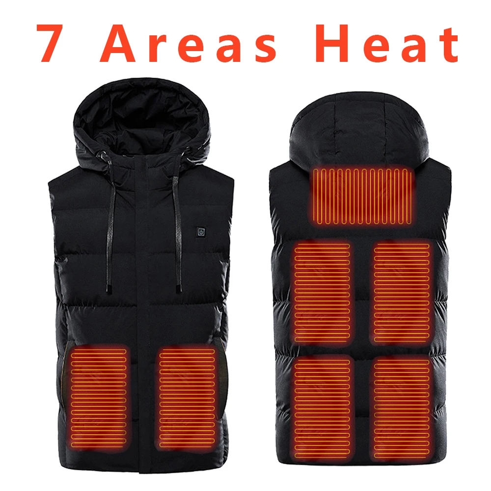 

Hooded Heated Vest for Men Women Smart USB Electric Warm Waistcoat Cotton Thermal Outdoor Hiking Fishing Thick Gilet Jacket 6XL