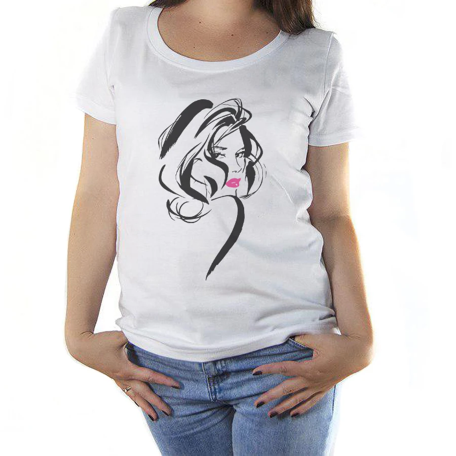 Футболка женская принт Девушка №2 100% хлопок короткий рукав.Топ круглый ворот