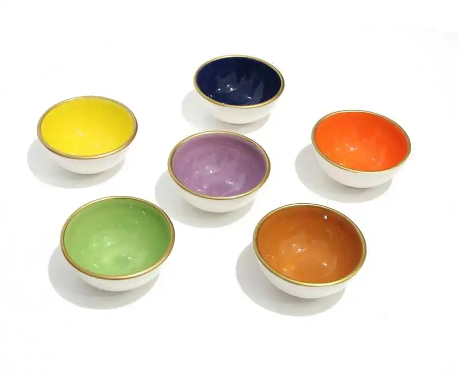 

8cm 6 pcs Kütahya Authentic Mixed Color Ceramic Pottery Bowl Set decor for nuts turkish traditional anatolian handmade ceramics