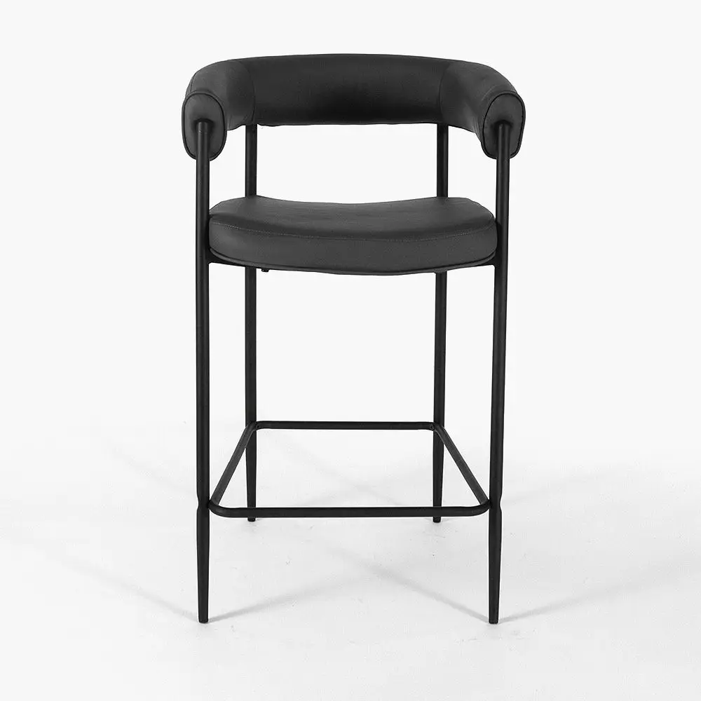 Стул полубарный Манчестер темно-серая экокожа ножки металл черный для кафе