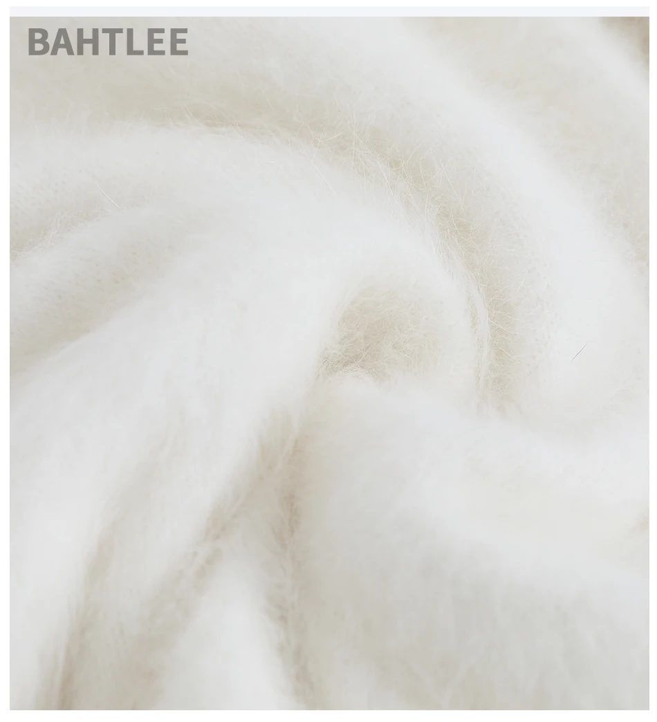 Женский пуловер из ангоры BAHTLEE однотонный вязаный шерстяной джемпер с длинными