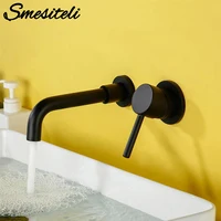 Basin Faucet Bath Mixer Bathroom Sink Tap Wall Faucet Brass Matt Black With Single Handle Hot Cold Water White Rose Gold Set