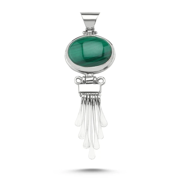

Silver 925 Sterling Malachite Stone Handwork Pendant