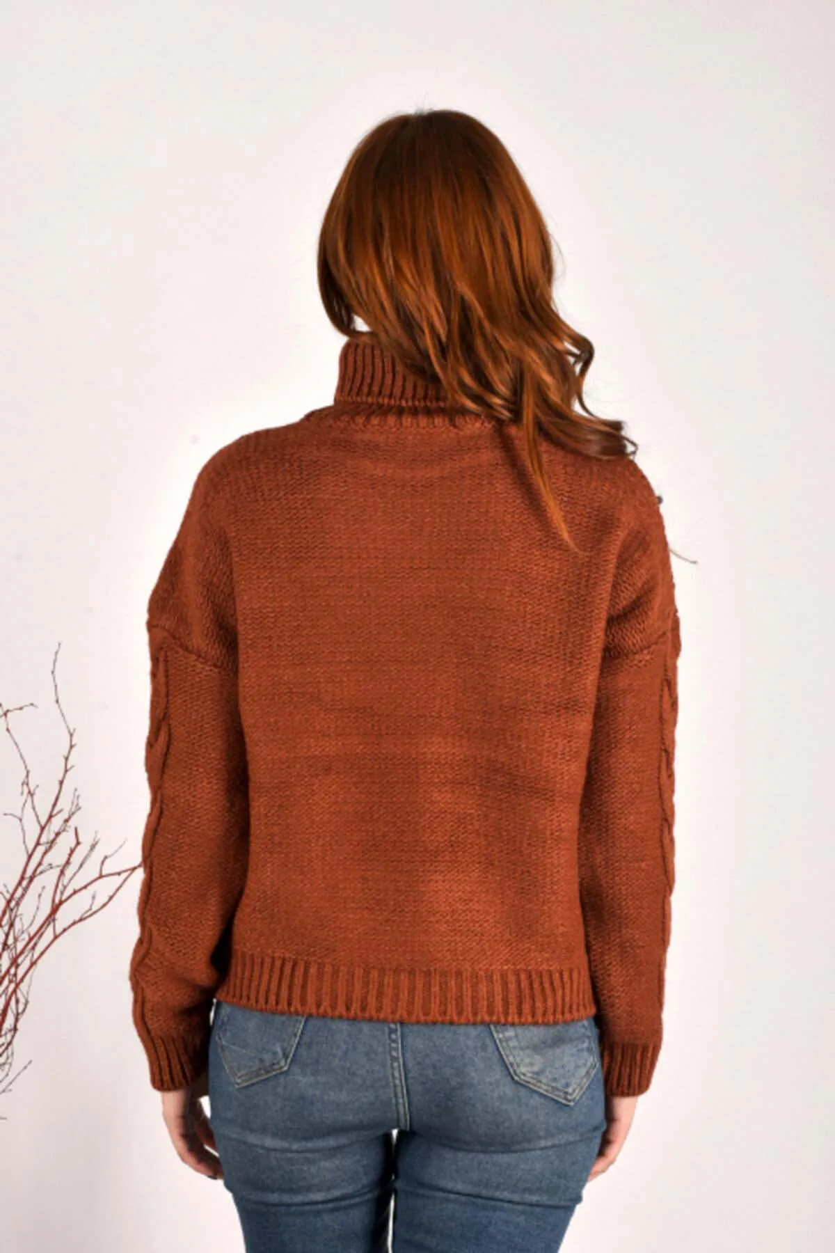 

Tile Full Turtleneck Hair Knit Knitwear Sweater women's clothing stylish elegant slim happy business woman working woman female