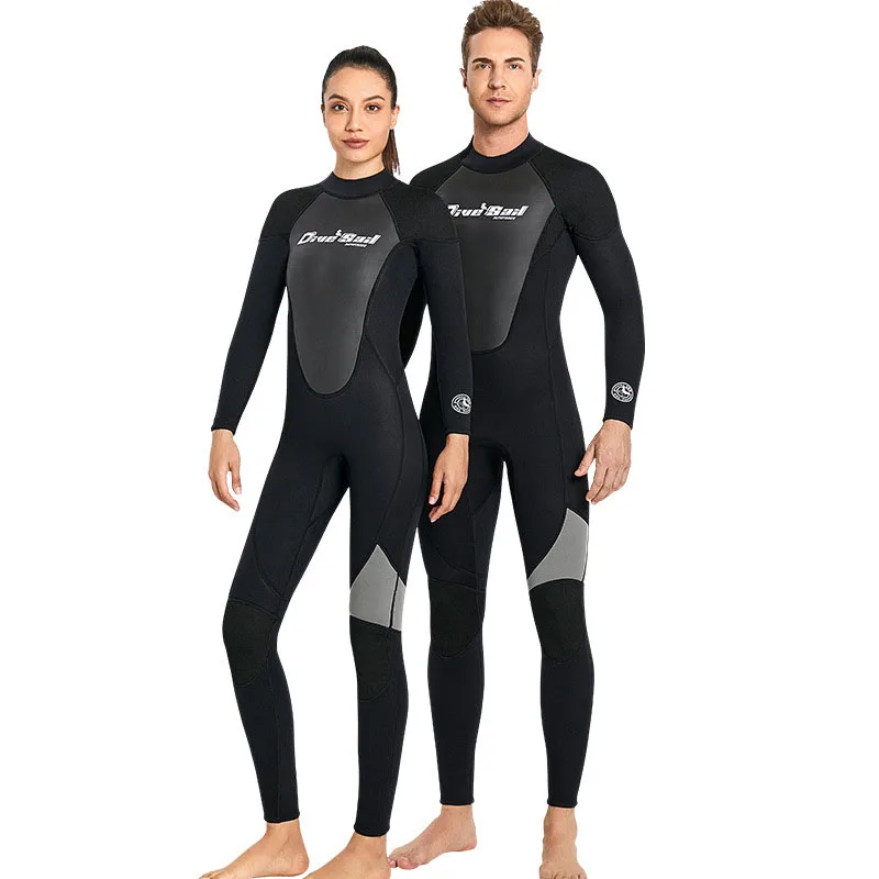 

2022 New Neoprene 3MM Black One-piece Warm Swimming Women Wetsuit Thickened Cold-proof Snorkeling Surfing Diving Suit For Men
