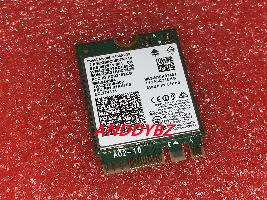 Б/у карта для 01ax706 3168 AC 3168NGW Беспроводная мини WLAN NGFF M.2 802.11ac WiFi Bluetooth 4,2 карта 2,4G 5 ГГц TESET OK
