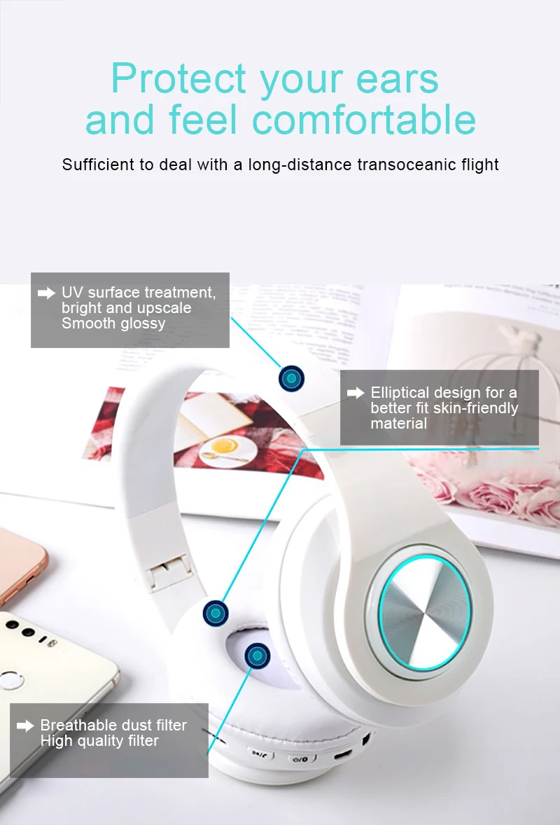 HiFi Bluetooth наушники складной светодиодный свет беспроводные стерео наушники с микрофоном/TF карты водонепроницаемые игровые гарнитуры