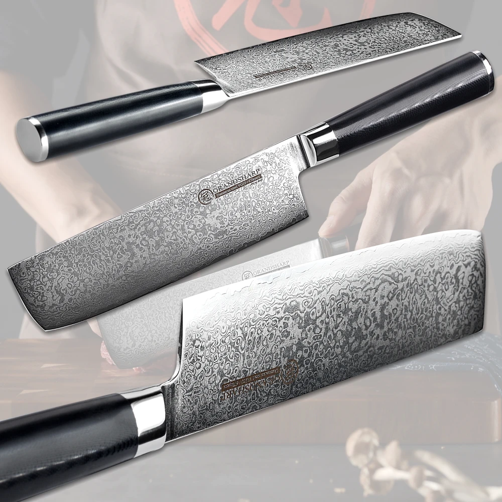 Дамасский Кливер нож Nakiri 7 дюймов японская нержавеющая сталь vg10 кухонный для
