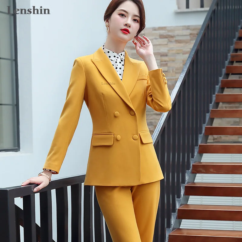 Женский деловой костюм двойка Lenshin однотонный мягкий пиджак и брюки до щиколотки