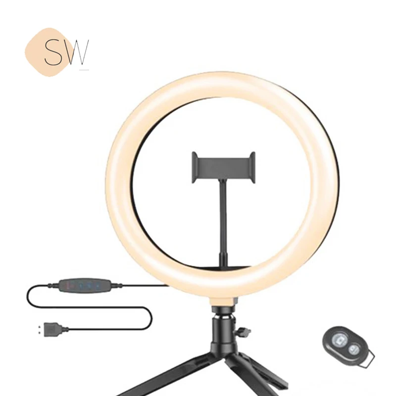 Треножное кольцо света · пульт дистанционного управления 3 режима освещения Универсальная подставка 11 уровней яркости 360 ° вращение.
