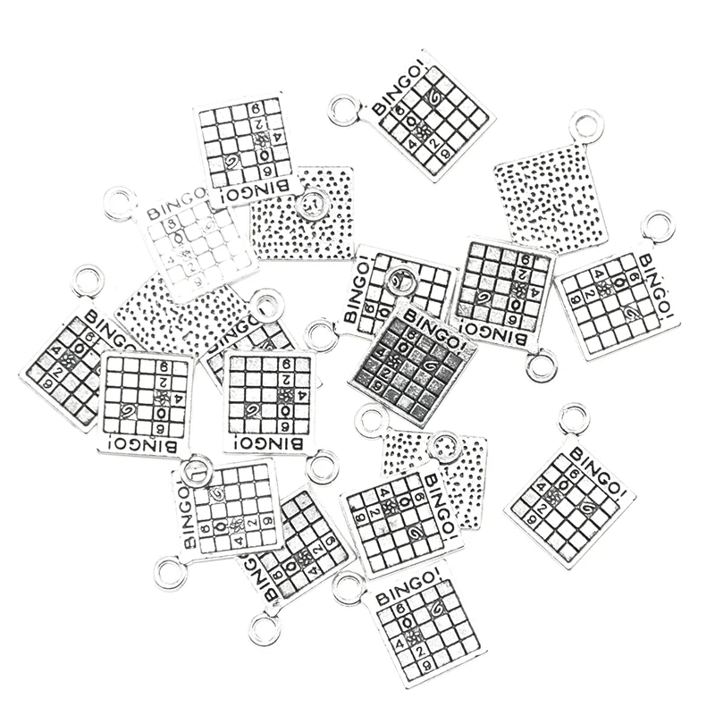 20pcs Tibetan Silver Plated Bingo Charms Alloy Metal Pendant For Jewelry Making Bracelet Necklace DIY Accessories 17*15*1.5mm | Украшения и