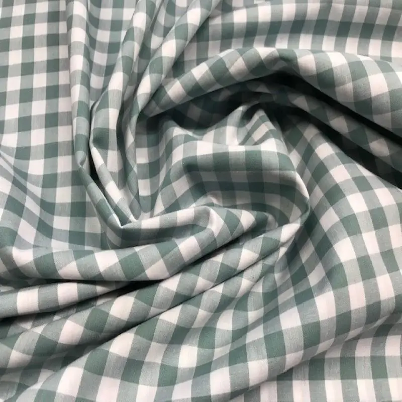 Квадратная ткань Виши 100% хлопок мятно-зеленый цвет ширина 1 см на метр ткани для