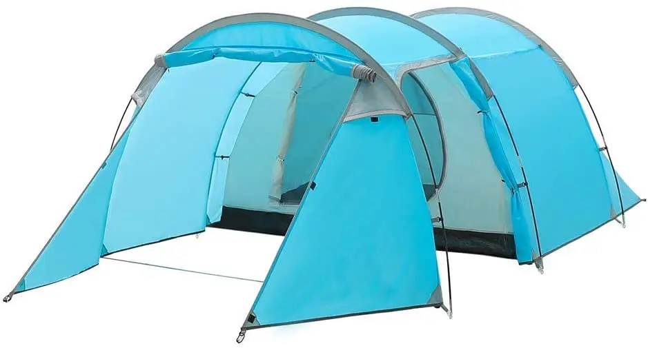 Verkauf Camping Zelte 3-4 Person Mit 2 Zimmer Schlafzimmer + Wohnzimmer Wasserdichte Doppel Schicht 4 Saison Einfach Setup Große Familie Tunnel Zelt
