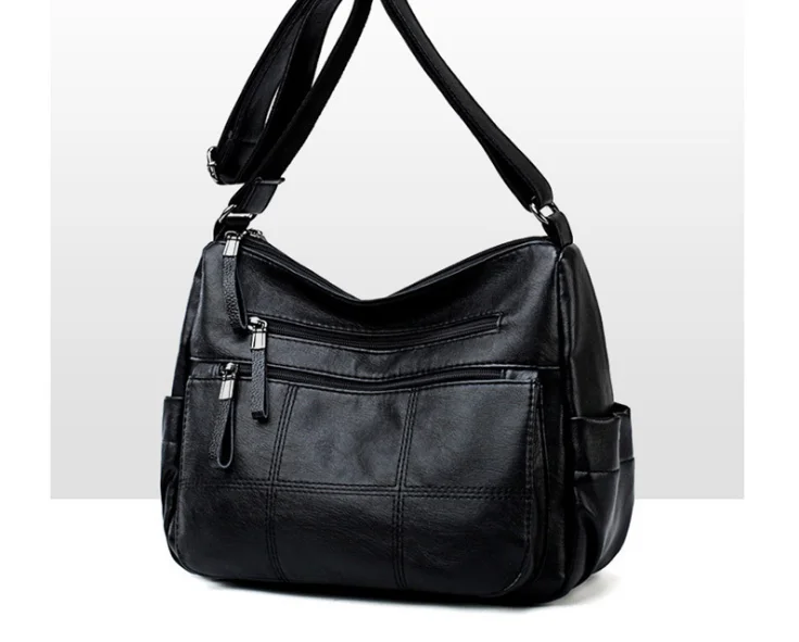 

2021 new fashion women's shoulder bag soft leather PU bag casual versatile soft leather slant cross bag