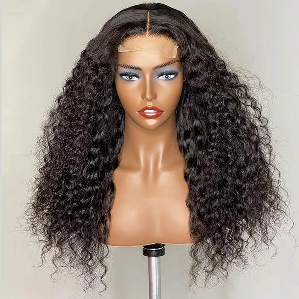 

250 Density Kinky Curly Lace Front Wig Natural Black Glueless Lace Frontal Wig For Black Women Babyhair Headband T Lace Wig