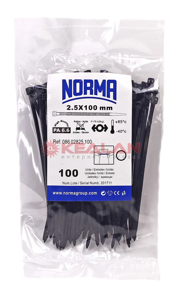 NORMA CH CT 100x2.5 хомут стяжка полиамид 6.6 морозостойкий черный 100 шт.|Кабельные стяжки| |