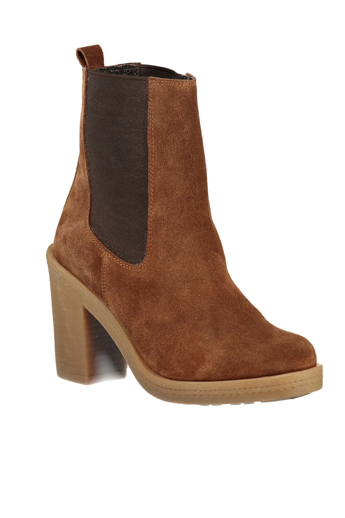 Женские ботинки из натуральной замши с жемчугом цвет светло коричневый