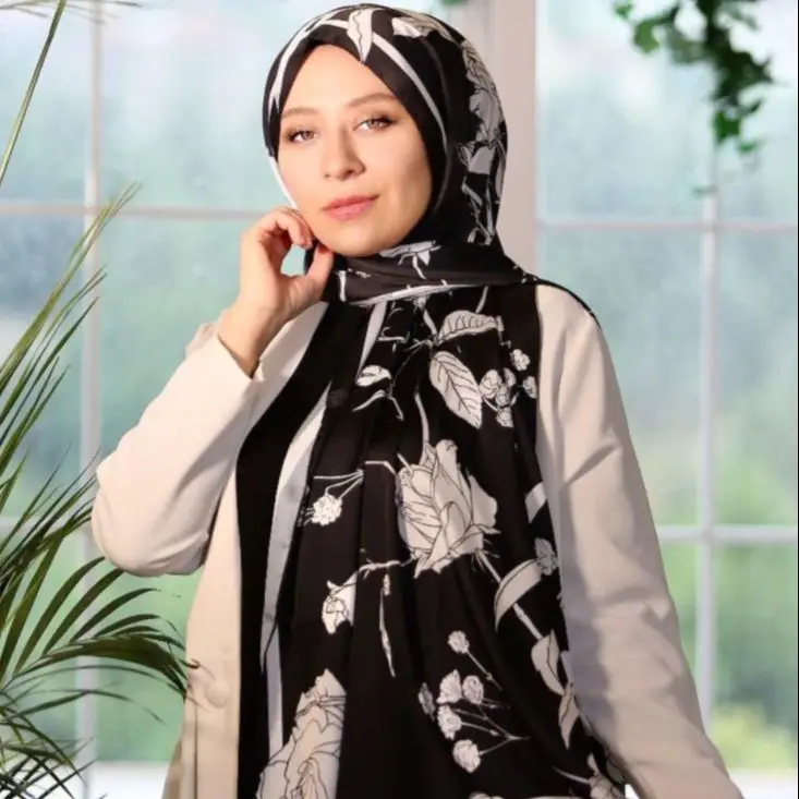 

2022 luxury Custom Black Design 200*70CM Scarf, Shawl, Head Cover