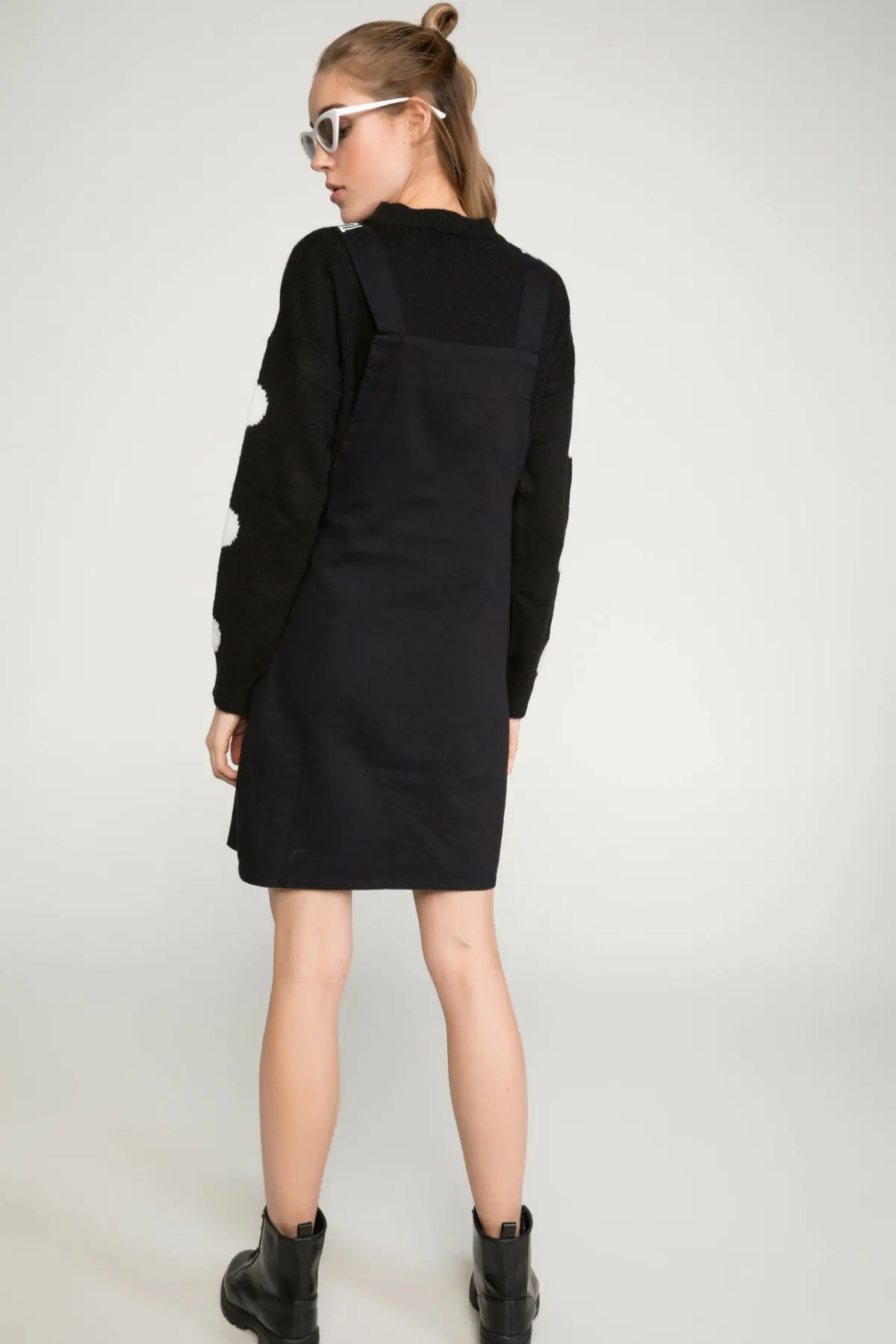 DeFacto новинка женское модное Тканое платье на бретельках с длинными рукавами