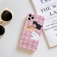 cute cat soft silicone cover for iphone 13 12 11 pro max x xr xs cartoon phone holder case for iphone 7 8plus bracket cases