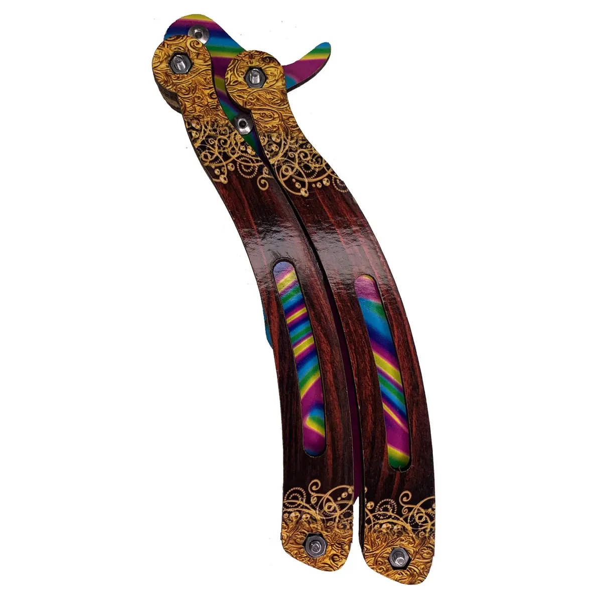 Нож бабочка деревянный &quotРадужные линии&quot (Rainbow Lines)