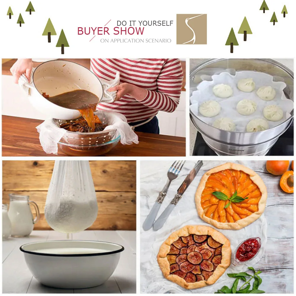 Organic Unbleached Cooking Baking Cheesecloth Pure Cotton Gauze Fabric Kitchen Food Grade Cloth By The Meter |