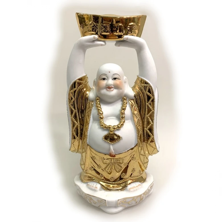 Figurine &quotHotei holds a gold ingot&quot 628 delicacy porcelain | Figurines &amp Miniatures