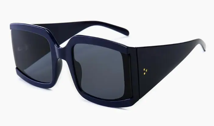 blue full gray Широкие черные негабаритные солнцезащитные очки Женская мода новые большие квадратные солнцезащитные очки для женщин итальянские брендовые дизайнерские очки UV400 - Цвет линз: blue full gray