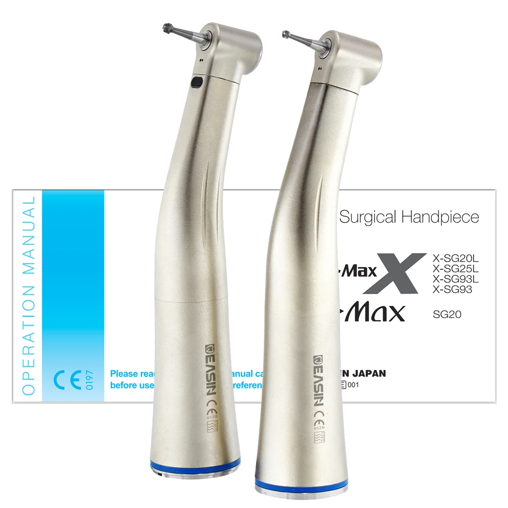 

Dental De Max X25L 1:1 Fiber Optical LED Contra Angle Blue Ring Low Speed Handpiece Odontologia Dentistry Tools
