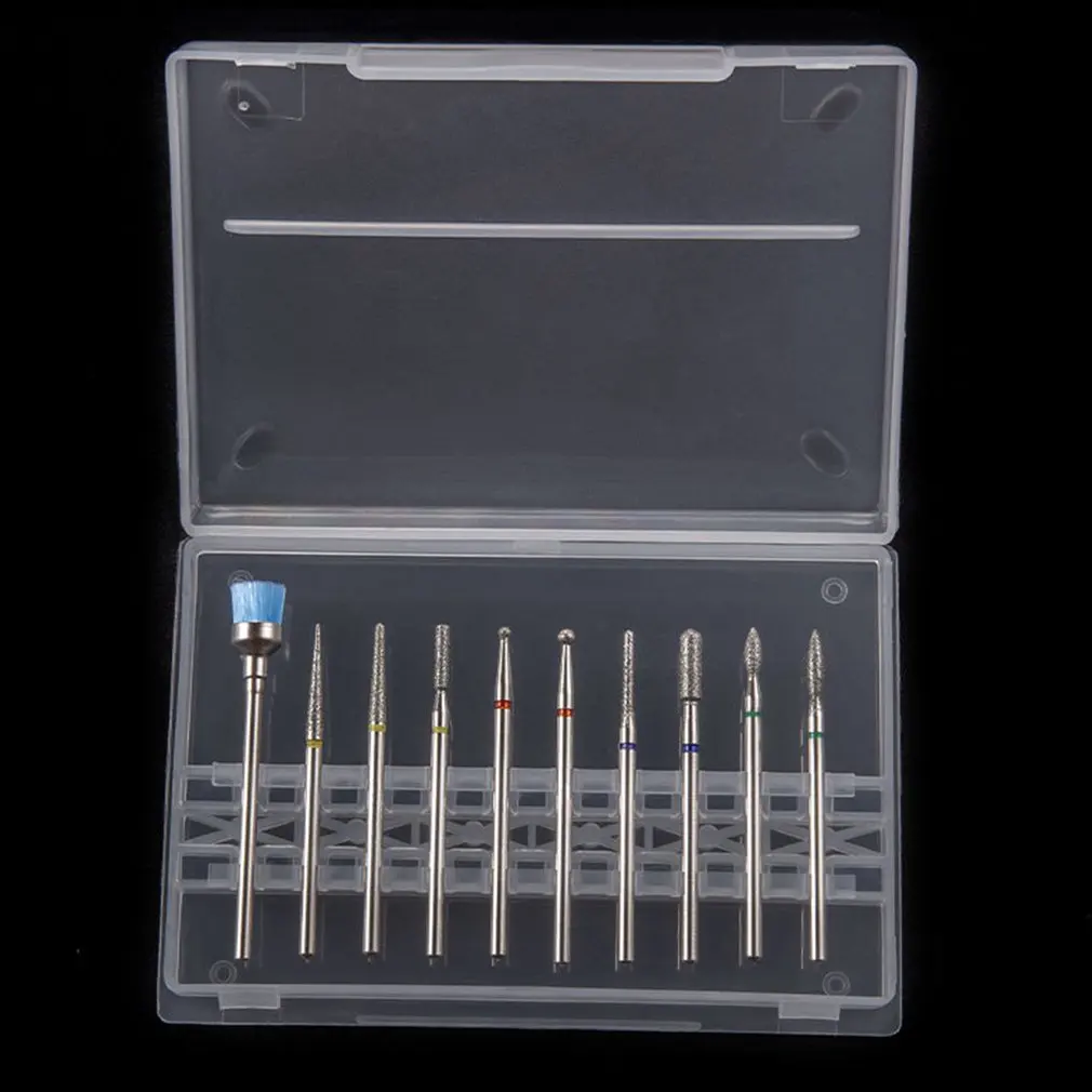 

10Pcs/Box Nail Drill Bits Diamond Nail Polishing Heads Nail Files Manicure Pedicure Grinding Polishing Tools Accessories