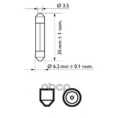 Лампа Накаливания 10шт В Упаковке 12v 3w Sv6 T6 2x27 Philips арт. 12848CP | Автомобили и мотоциклы