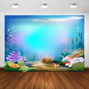 Русалка день рождения ребенка душ фон под морем подводная рыба Декор фотография Фон фотосессия Фотостудия