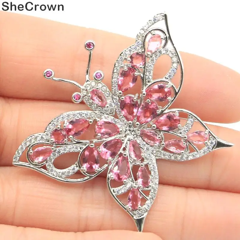 48x40 мм Фантастическая большая бабочка создан розовый турмалин подарок для женщин